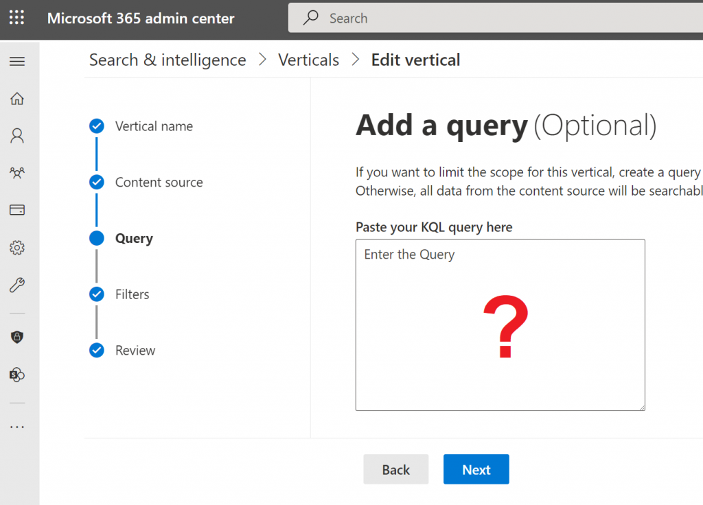 Microsoft 365 Search Vertical KQL query field limits