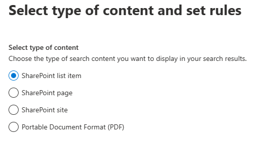 Select type of content and set rules

